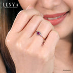 LENYA แหวนเงินแท้ 925 ดีไซน์รูปหัวใจน่ารัก ชุปพิงค์โกลด์ (Pink Gold) ประดับด้วยพลอยสีม่วง อเมทิสต์ (Amethyst) รอบล้อมหัวใจด้วยพลอยสีขาว ไวท์ โทแพซ(White Topaz )
