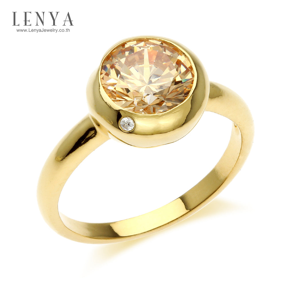LENYA แหวนเงินแท้ 925 ประดับด้วย SWAROVSKI  ZIRCONIA สีเหลืองหวาน  ดีไซน์สุดเก๋รสนิยมทันสมัย บนตัวเรือนเงินแท้ชุบทองคำแท้ เพิ่มเสน่ห์ดึงดูดบนเรียวนิ้วของคุณ