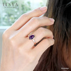 LENYA แหวนเงินแท้ 925 ชุปพิ้งโกล ประดับพลอยอเมทีสต์ (Amethyst) ช่วยผ่อนคลายความเครียด และความโกรธให้คลายลง