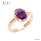 LENYA แหวนเงินแท้ 925 ชุปพิ้งโกล ประดับพลอยอเมทีสต์ (Amethyst) ช่วยผ่อนคลายความเครียด และความโกรธให้คลายลง