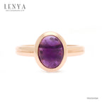 LENYA แหวนเงินแท้ 925 ชุปพิ้งโกล ประดับพลอยอเมทีสต์ (Amethyst) ช่วยผ่อนคลายความเครียด และความโกรธให้คลายลง