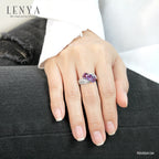 LENYA แหวนเงินแท้ 925 ดีไซน์เก๋ไก๋ ประดับพลอยอเมทิสต์ (Amethyst) ประดับด้วยคิวบิกเซอร์โคเนีย (Cubic Zirconia) แหวนสวยไม่ซ้ำใคร หรูหรา เหมาะกับสาวๆ