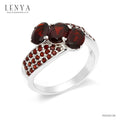 LENYA แหวนเงินแท้ 925 ประดับพลอยโกเมน (Garnet) เสริมบุคลิกความมั่นใจ เสริมให้ร่ำรวย อัญมณีประจำเดือนมกราคม