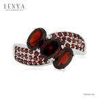 LENYA แหวนเงินแท้ 925 ประดับพลอยโกเมน (Garnet) เสริมบุคลิกความมั่นใจ เสริมให้ร่ำรวย อัญมณีประจำเดือนมกราคม