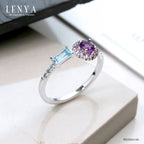 LENYA แหวนเงินแท้ 925 ชุบทองคำขาว ประดับพลอย อเมทิสต์, บูลโทแพซ ตัวเรือนเงินแท้