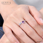 LENYA แหวนเงินแท้ 925 ชุบทองคำขาว ประดับพลอย อเมทิสต์, บูลโทแพซ ตัวเรือนเงินแท้