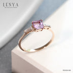 LENYA แหวนเงินแท้ ชุบพิงค์โกลด์ ประดับพลอยอเมทิสต์ (Amethyst)  และ CZ (Cubic Zirconia) เสริมบุคลิกความมั่นใจ เสริมให้มีสติ