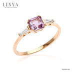 LENYA แหวนเงินแท้ ชุบพิงค์โกลด์ ประดับพลอยอเมทิสต์ (Amethyst)  และ CZ (Cubic Zirconia) เสริมบุคลิกความมั่นใจ เสริมให้มีสติ