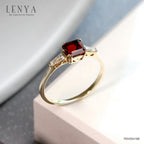 LENYA แหวนเงินแท้ ประดับพลอยโกเมน (Garnet) CZ (Cubic Zirconia) เสริมบุคลิกความมั่นใจ เสริมความร่ำรวย