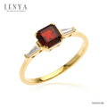 LENYA แหวนเงินแท้ ประดับพลอยโกเมน (Garnet) CZ (Cubic Zirconia) เสริมบุคลิกความมั่นใจ เสริมความร่ำรวย