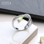 LENYA แหวนเพอริดอท(Peridot)  สีเขียว ดีไซน์น่ารักแต่เก๋ไก๋ ตัวเรือนชุบทองคำขาว (Rhodium) สวยเข้ากับทุกคน ใครใส่ก็สวย