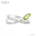 LENYA แหวนเพอริดอท(Peridot)  สีเขียว ดีไซน์น่ารักแต่เก๋ไก๋ ตัวเรือนชุบทองคำขาว (Rhodium) สวยเข้ากับทุกคน ใครใส่ก็สวย