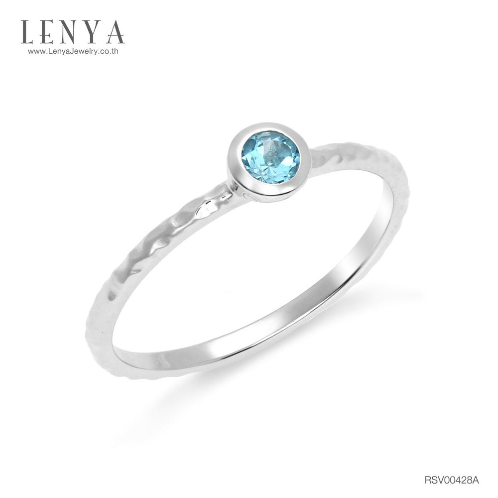 LENYA แหวนเงินแท้ ประดับบลูโทแพซ (Blue Topaz) ดีไซน์เรียบแต่มีสไตล์ เหมาะสวมใส่ได้เรื่อยๆ
