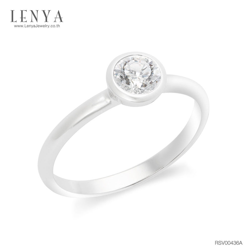 LENYA แหวนเงินแท้ 925 LENYA ETERNAL ชุบทองคำขาว ประดับด้วย SWAROVSKI ZIRCONIA สีขาว สวยคลาสสิค