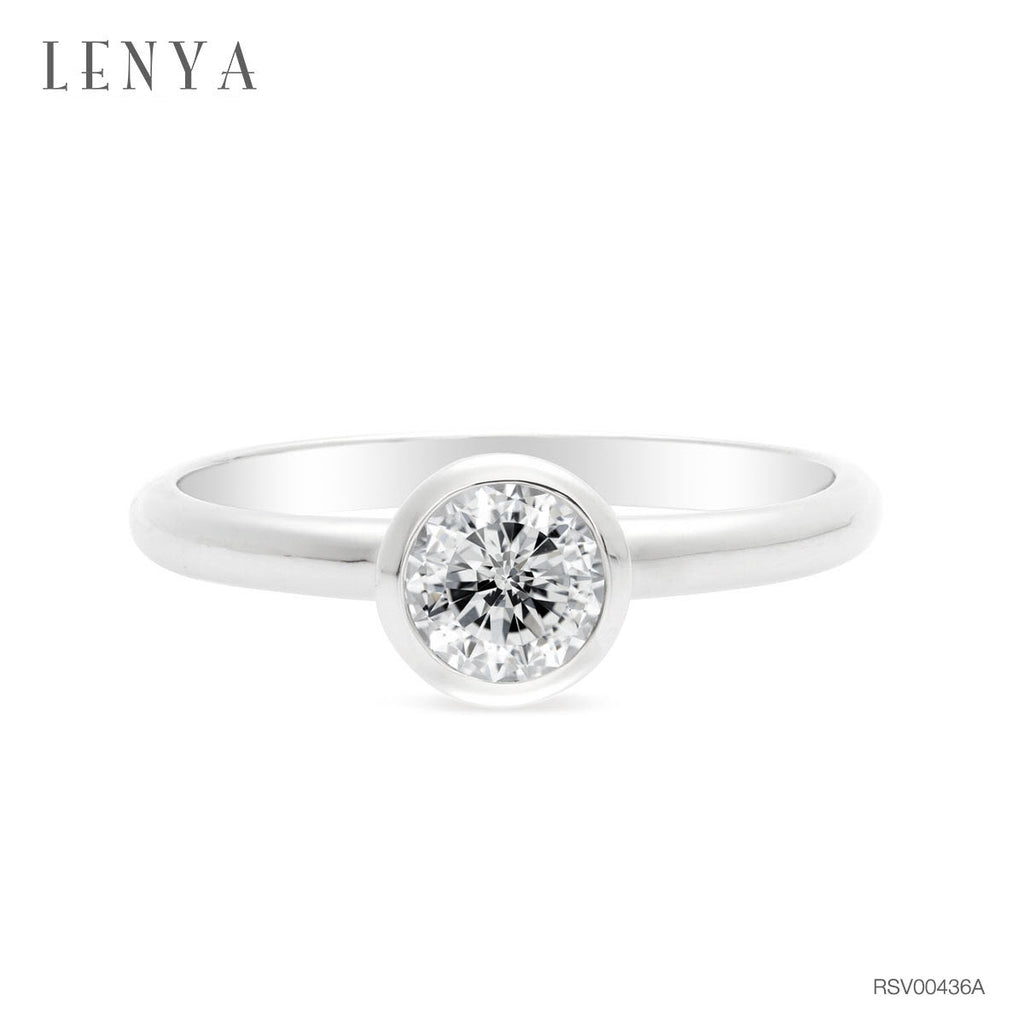 LENYA แหวนเงินแท้ 925 LENYA ETERNAL ชุบทองคำขาว ประดับด้วย SWAROVSKI ZIRCONIA สีขาว สวยคลาสสิค