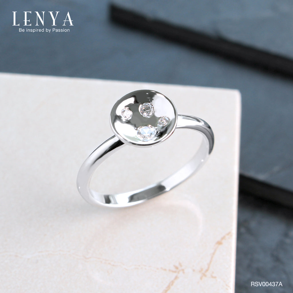 LENYA แหวนเงินแท้ 925 LENYA ETERNAL ชุบทองคำขาว ประดับด้วย SWAROVSKI ZIRCONIA สีขาว สวยคลาสสิค