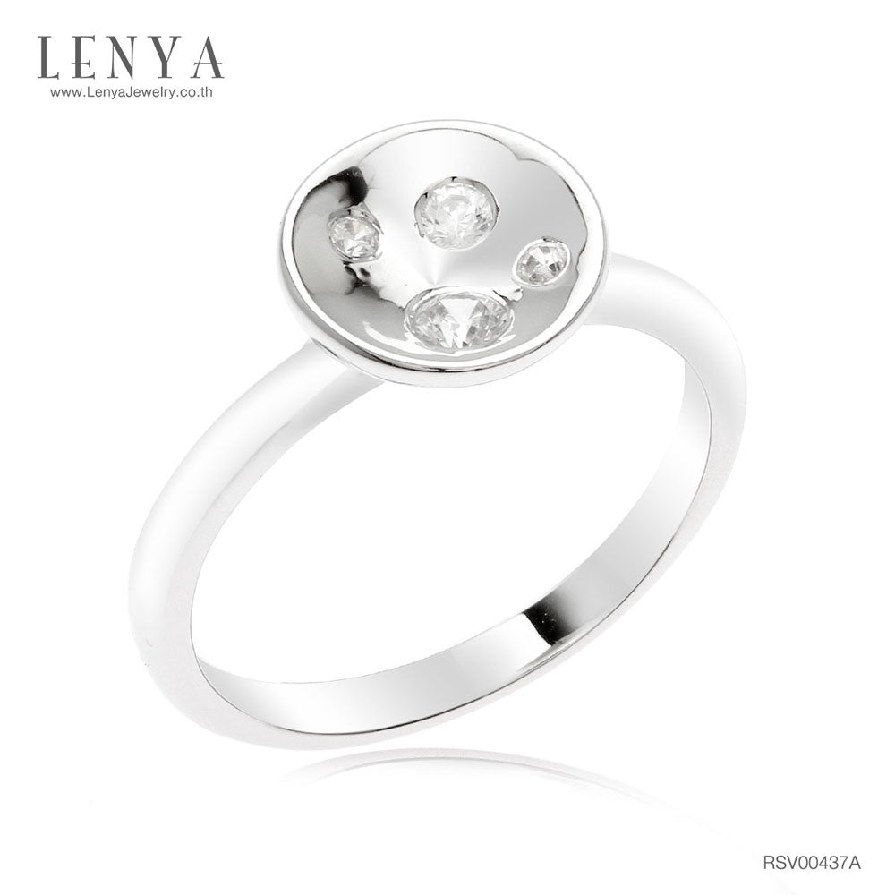 LENYA แหวนเงินแท้ 925 LENYA ETERNAL ชุบทองคำขาว ประดับด้วย SWAROVSKI ZIRCONIA สีขาว สวยคลาสสิค