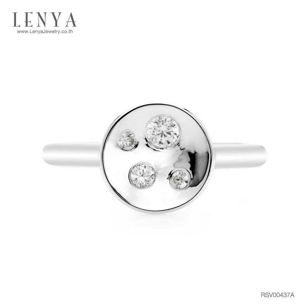 LENYA แหวนเงินแท้ 925 LENYA ETERNAL ชุบทองคำขาว ประดับด้วย SWAROVSKI ZIRCONIA สีขาว สวยคลาสสิค