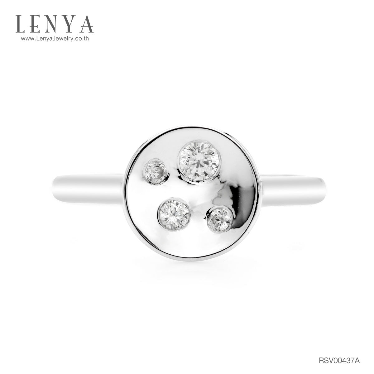 LENYA แหวนเงินแท้ 925 LENYA ETERNAL ชุบทองคำขาว ประดับด้วย SWAROVSKI ZIRCONIA สีขาว สวยคลาสสิค
