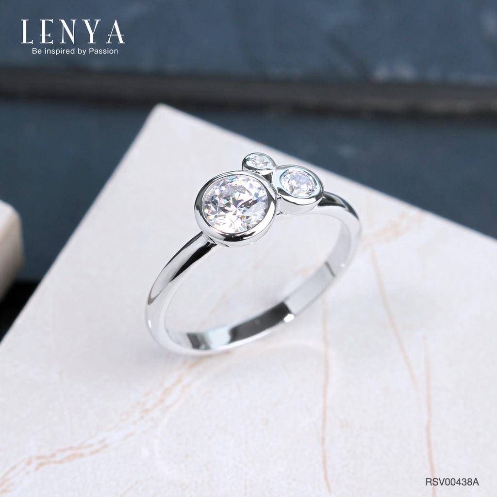 LENYA แหวนเงินแท้ 925 LENYA ETERNAL ชุบทองคำขาว ประดับด้วย SWAROVSKI ZIRCONIA สีขาว สวยคลาสสิค  เสริมบุคลิกเพิ่มความมั่นใจ