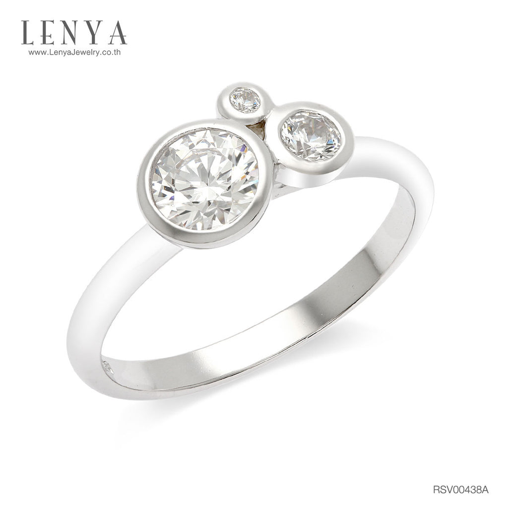 LENYA แหวนเงินแท้ 925 LENYA ETERNAL ชุบทองคำขาว ประดับด้วย SWAROVSKI ZIRCONIA สีขาว สวยคลาสสิค  เสริมบุคลิกเพิ่มความมั่นใจ