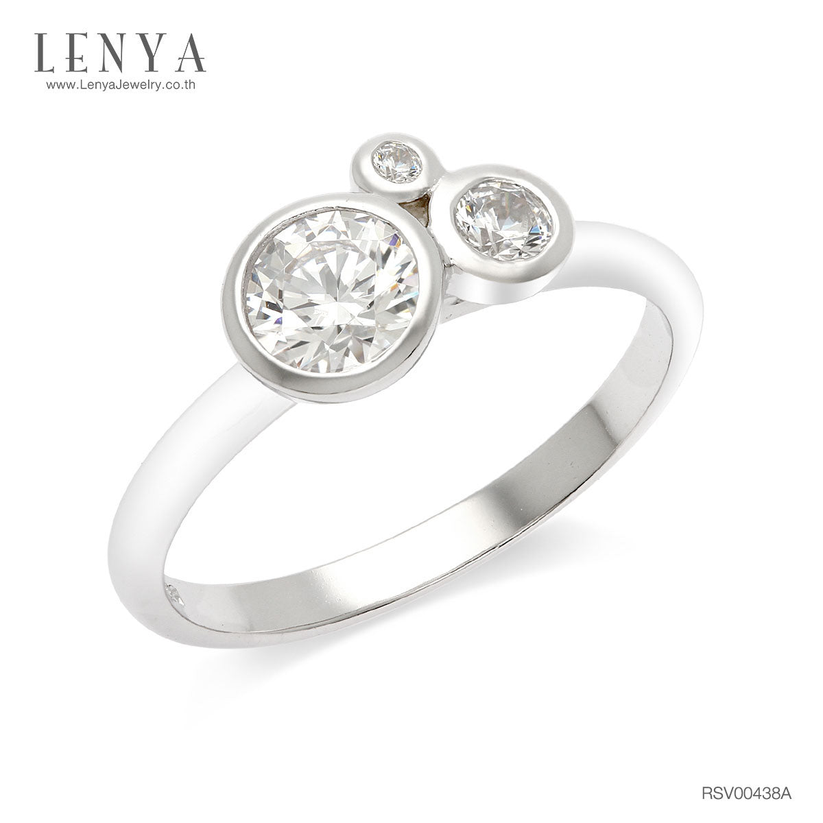 LENYA แหวนเงินแท้ 925 LENYA ETERNAL ชุบทองคำขาว ประดับด้วย SWAROVSKI ZIRCONIA สีขาว สวยคลาสสิค  เสริมบุคลิกเพิ่มความมั่นใจ