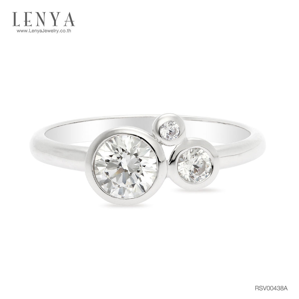 LENYA แหวนเงินแท้ 925 LENYA ETERNAL ชุบทองคำขาว ประดับด้วย SWAROVSKI ZIRCONIA สีขาว สวยคลาสสิค  เสริมบุคลิกเพิ่มความมั่นใจ