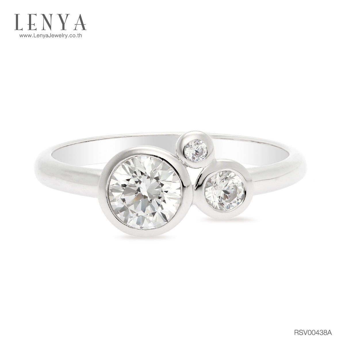 LENYA แหวนเงินแท้ 925 LENYA ETERNAL ชุบทองคำขาว ประดับด้วย SWAROVSKI ZIRCONIA สีขาว สวยคลาสสิค  เสริมบุคลิกเพิ่มความมั่นใจ