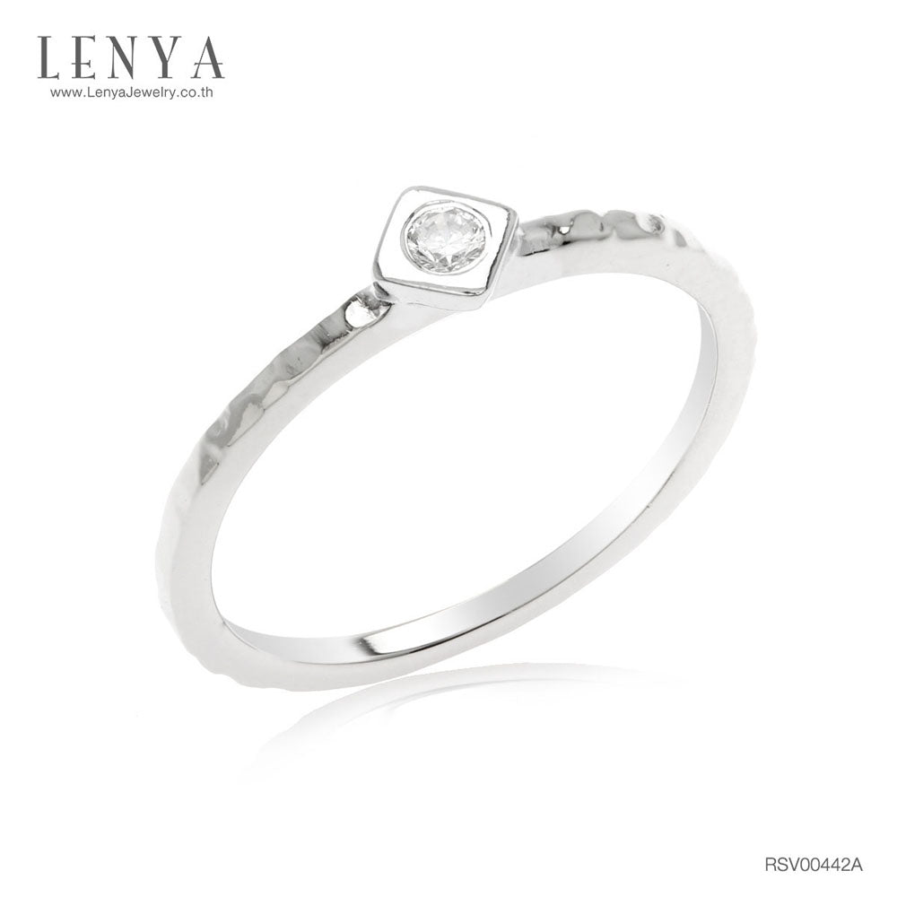 LENYA แหวนเงินแท้ 925 ชุปทองคำขาว ประดับด้วย Cubic Zirconia สวมใส่ได้ทุกวัน  เสริมบุคลิกเพิ่มความมั่นใจ