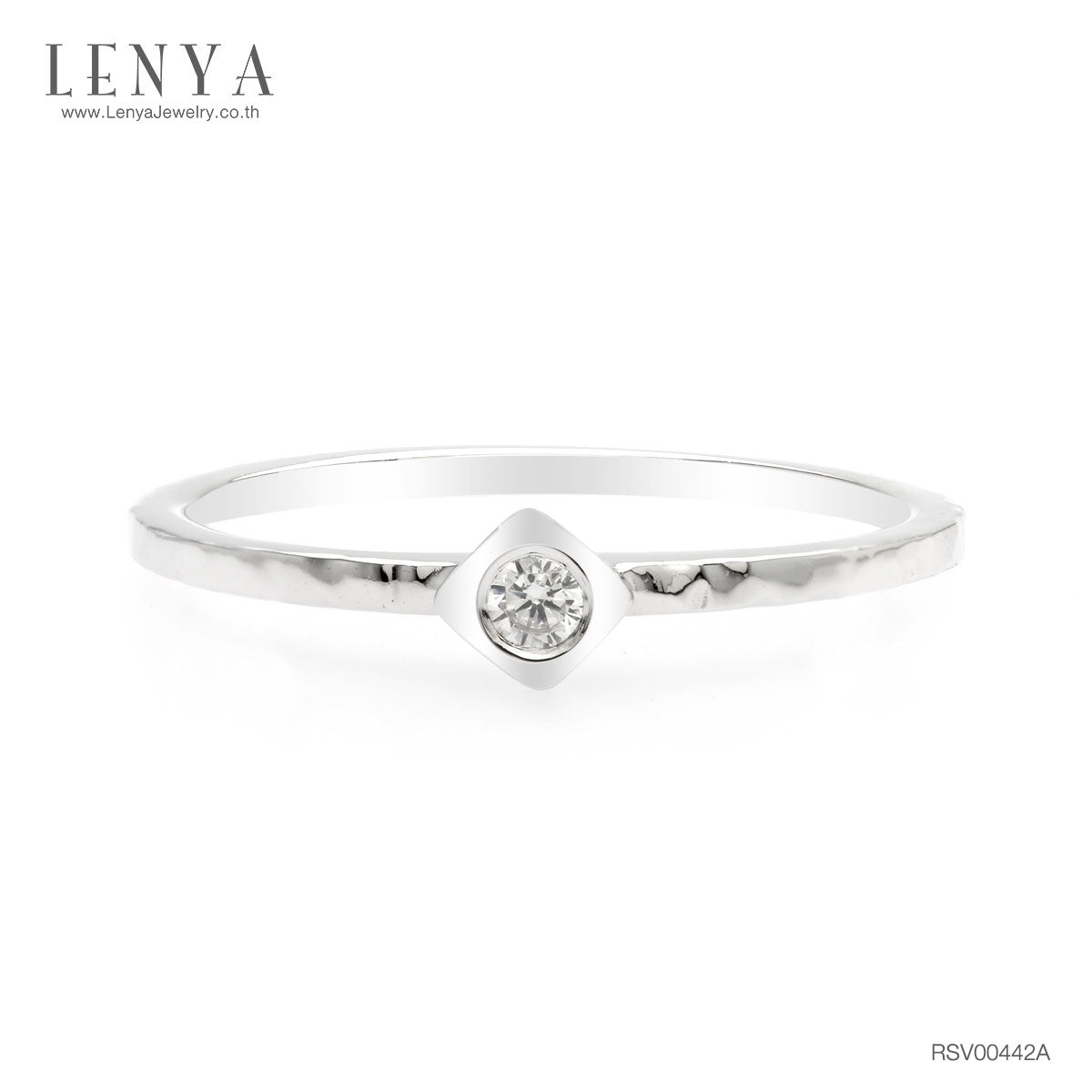 LENYA แหวนเงินแท้ 925 ชุปทองคำขาว ประดับด้วย Cubic Zirconia สวมใส่ได้ทุกวัน  เสริมบุคลิกเพิ่มความมั่นใจ