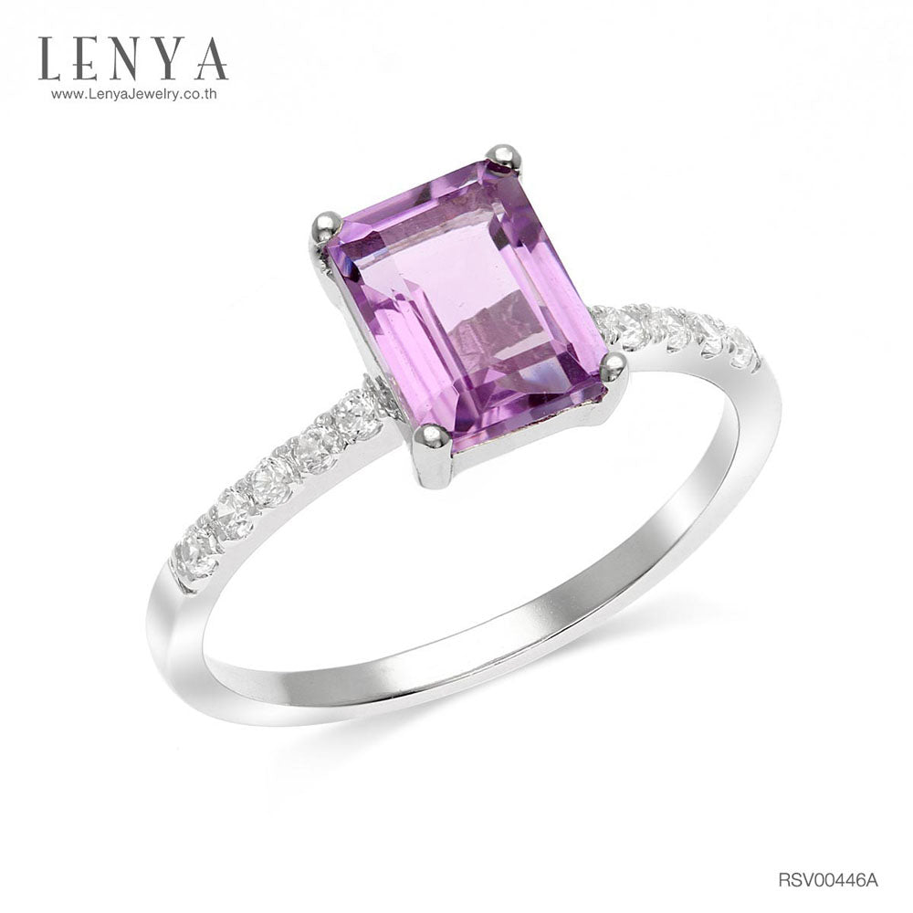 LENYA แหวนเงินแท้ ประดับด้วยพลอยอเมทิสต์ (Amethyst) และ CZ (Cubic Zirconia) เสริมบุคลิกความมั่นใจ เสริมให้มีสติ