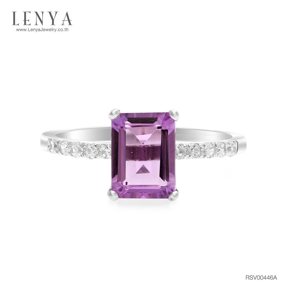 LENYA แหวนเงินแท้ ประดับด้วยพลอยอเมทิสต์ (Amethyst) และ CZ (Cubic Zirconia) เสริมบุคลิกความมั่นใจ เสริมให้มีสติ