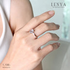 LENYA แหวนเงินแท้ 925 ชุปทองคำขาว ประดับด้วย Cubic Zirconia ทรงสี่เหลี่ยม  เสริมบุคลิกเพิ่มความมั่นใจ