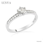 LENYA แหวนเงินแท้ 925 ชุปทองคำขาว ประดับด้วย Diamondlike  เสริมบุคลิกเพิ่มความมั่นใจ