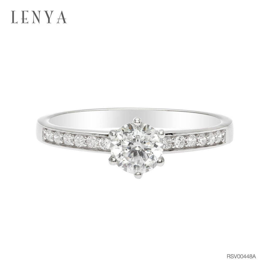 LENYA แหวนเงินแท้ 925 ชุปทองคำขาว ประดับด้วย Diamondlike  เสริมบุคลิกเพิ่มความมั่นใจ