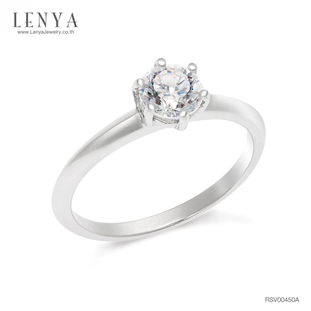LENYA แหวนเงินแท้ 925 ชุปทองคำขาว ประดับด้วย Diamondlike  เสริมบุคลิกเพิ่มความมั่นใจ