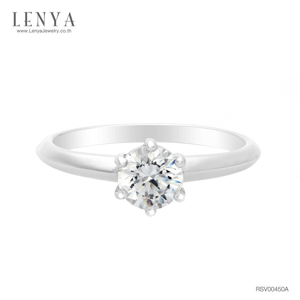 LENYA แหวนเงินแท้ 925 ชุปทองคำขาว ประดับด้วย Diamondlike  เสริมบุคลิกเพิ่มความมั่นใจ