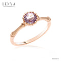 LENYA แหวนเงินแท้ 925 ชุปพิ้งโกล ประดับพลอยอเมทิสต์ (Amethyst) ทรงกลม 1 เม็ด  ช่วยผ่อนคลายความเครียด และความโกรธให้คลายลง