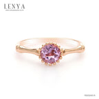 LENYA แหวนเงินแท้ 925 ชุปพิ้งโกล ประดับพลอยอเมทิสต์ (Amethyst) ทรงกลม 1 เม็ด  ช่วยผ่อนคลายความเครียด และความโกรธให้คลายลง