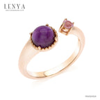LENYA แหวนเงินแท้ ชุบพิงค์โกลด์ ประดับอเมทิสต์ (Amethyst) และ แซฟไฟร์สีชมพู (Pink Sapphire) ดีไซน์เรียบเก๋ ดูมีสไตล์