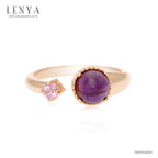 LENYA แหวนเงินแท้ ชุบพิงค์โกลด์ ประดับอเมทิสต์ (Amethyst) และ แซฟไฟร์สีชมพู (Pink Sapphire) ดีไซน์เรียบเก๋ ดูมีสไตล์