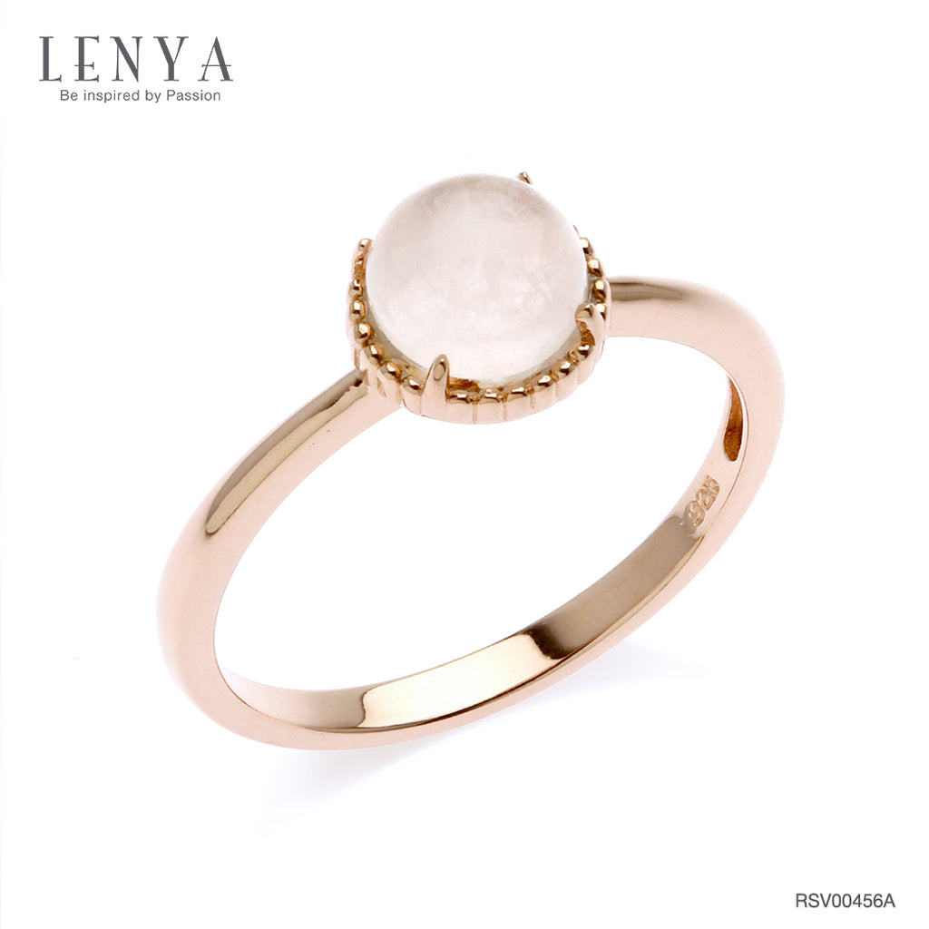 LENYA แหวนโรสควอตซ์ (Rose Quartz ) ตัวเรือนเงินแท้ชุบพิ้งโกล์ด ดีไซน์เรียบเก๋สะดุดตา เสริมเสน่ห์โดดเด่นในเรื่องความรัก