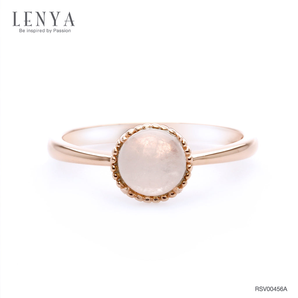 LENYA แหวนโรสควอตซ์ (Rose Quartz ) ตัวเรือนเงินแท้ชุบพิ้งโกล์ด ดีไซน์เรียบเก๋สะดุดตา เสริมเสน่ห์โดดเด่นในเรื่องความรัก