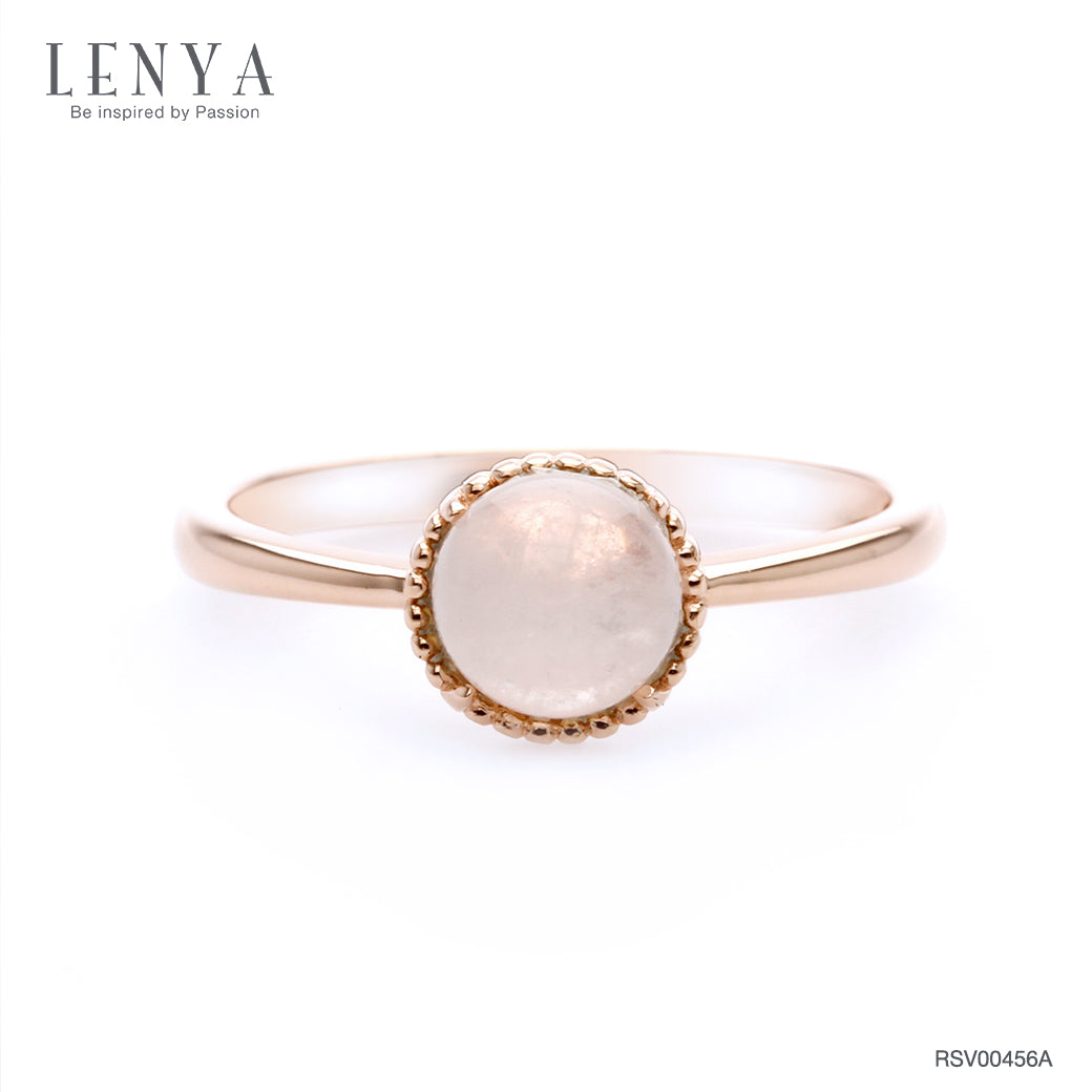 LENYA แหวนโรสควอตซ์ (Rose Quartz ) ตัวเรือนเงินแท้ชุบพิ้งโกล์ด ดีไซน์เรียบเก๋สะดุดตา เสริมเสน่ห์โดดเด่นในเรื่องความรัก