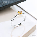 LENYA แหวนเงินแท้ 925ตัวเรือนชุบทองคำขาว ประดับพลอยซิทริน (citrine) ขนาด 4.00 mm เรียบเก๋สะดุดตา
