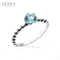 LENYA แหวนบลูโทแพซสีฟ้า (Blue Topaz) ขนาด 5.00 mm ตัวเรือนเงินแท้ 925 สไตล์ Bubble Band ชุบโรเดียม