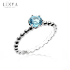 LENYA แหวนบลูโทแพซสีฟ้า (Blue Topaz) ขนาด 5.00 mm ตัวเรือนเงินแท้ 925 สไตล์ Bubble Band ชุบโรเดียม