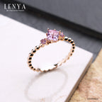 LENYA แหวนเงินแท้ ประดับอเมทิสต์ (Amethyst) ตัวเรือนทำลวดลาย Bubble เก๋สุดพร้อมชุบพิ้งค์โกล์ด