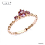 LENYA แหวนเงินแท้ ประดับอเมทิสต์ (Amethyst) ตัวเรือนทำลวดลาย Bubble เก๋สุดพร้อมชุบพิ้งค์โกล์ด