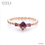 LENYA แหวนเงินแท้ ประดับอเมทิสต์ (Amethyst) ตัวเรือนทำลวดลาย Bubble เก๋สุดพร้อมชุบพิ้งค์โกล์ด
